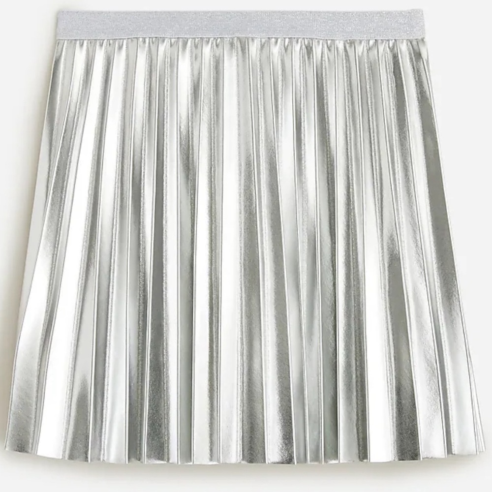 Metallic Silver Pleated J. Crew Kids Skirt Size 8